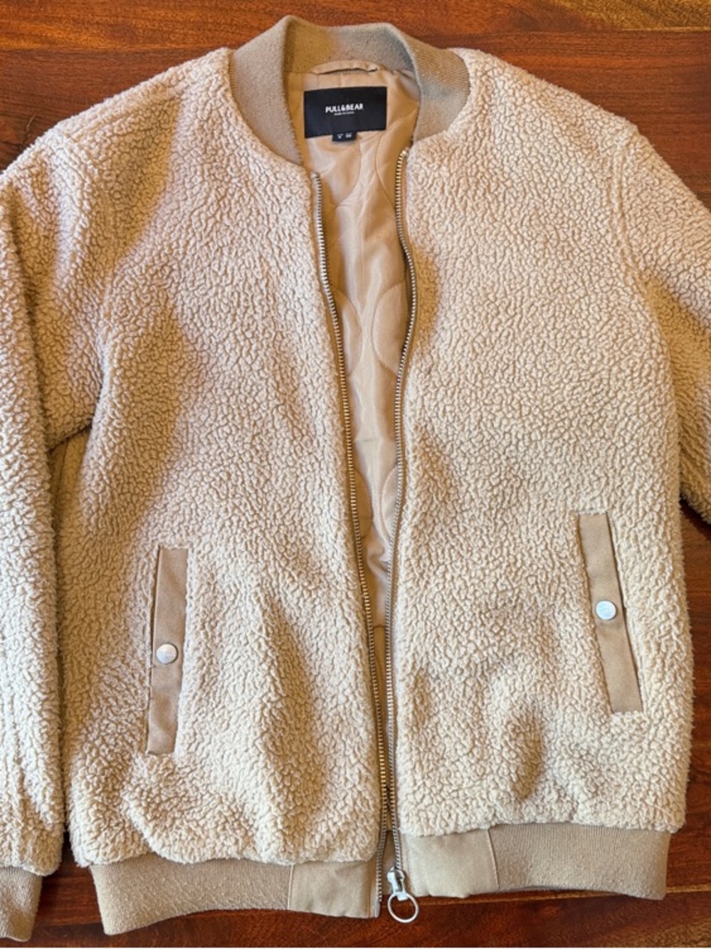 Pull&Bear Beige Teddy Bomber Jacket
